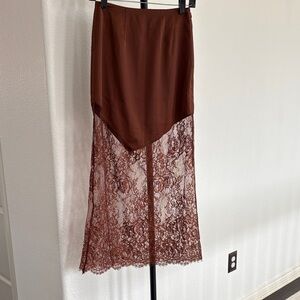 Commense Lace Paneled Maxi Skirt NWT Size XS